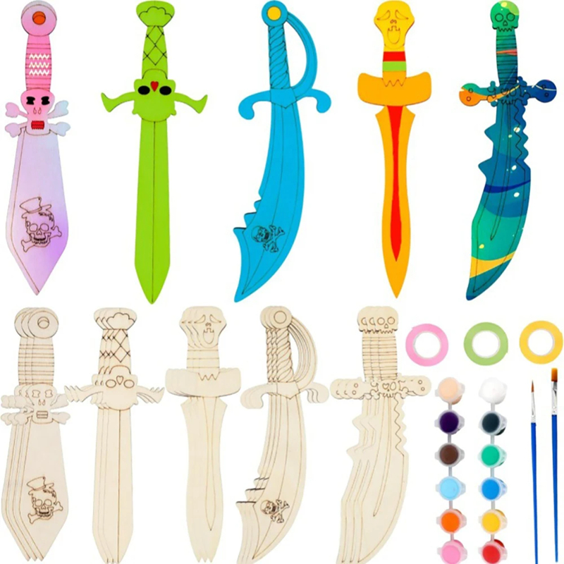 Wooden DIY Drawing Pirate Wood - Cosplay Prop Painting recension och pris