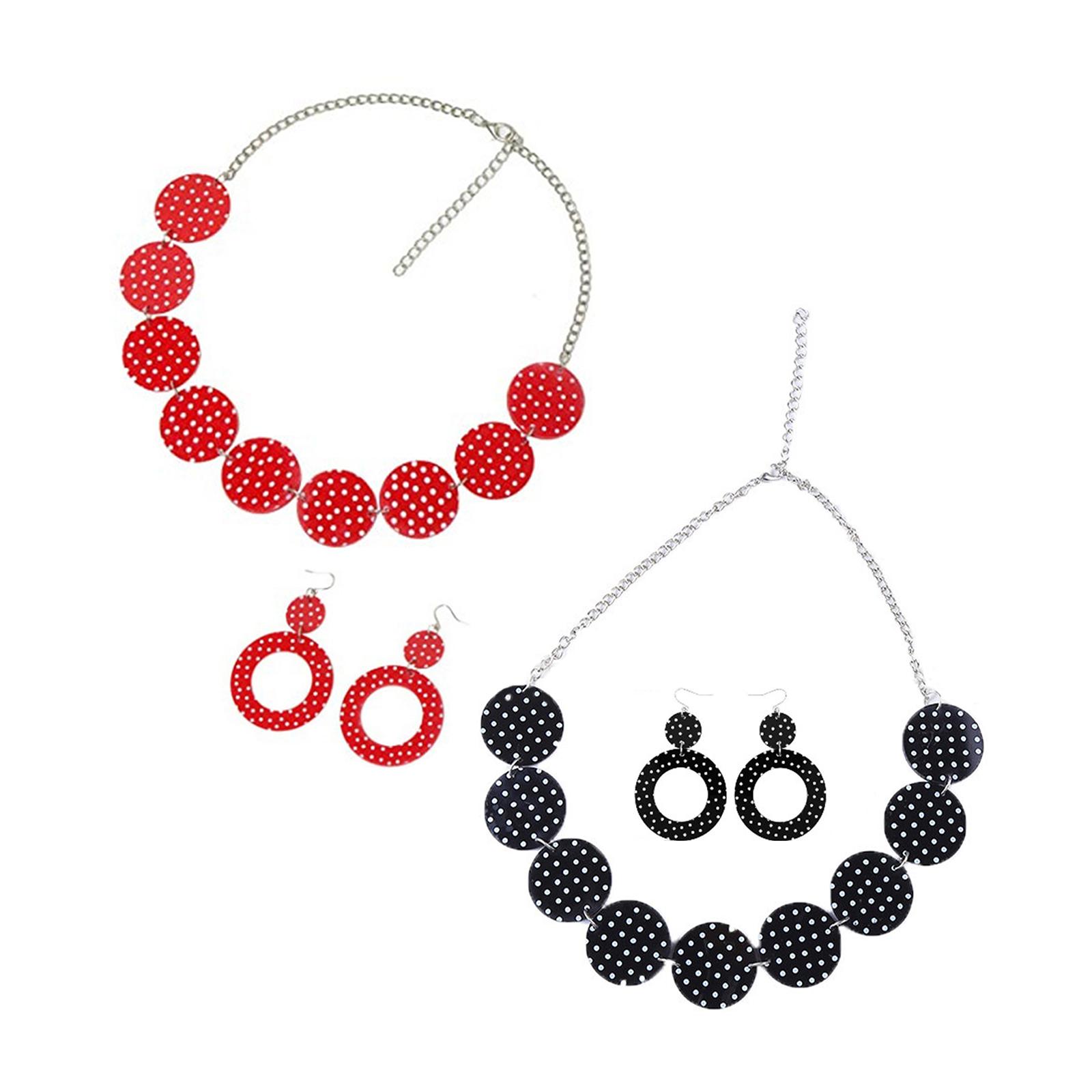 50'S Design Earrings and Neckl - Magnetic Clasp Cosplay recension och pris