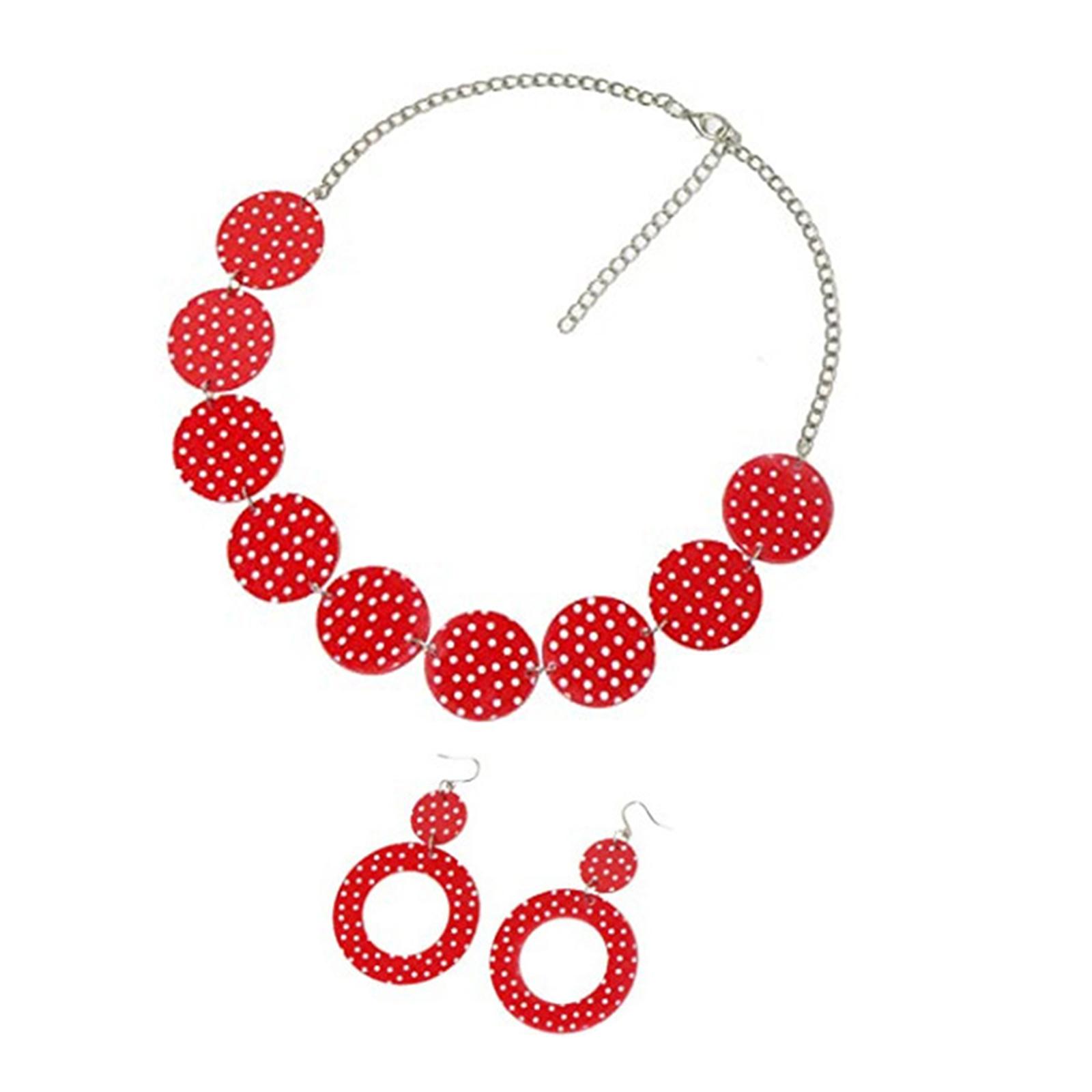 50'S Design Earrings and Neckl - Magnetic Clasp Cosplay recension och pris