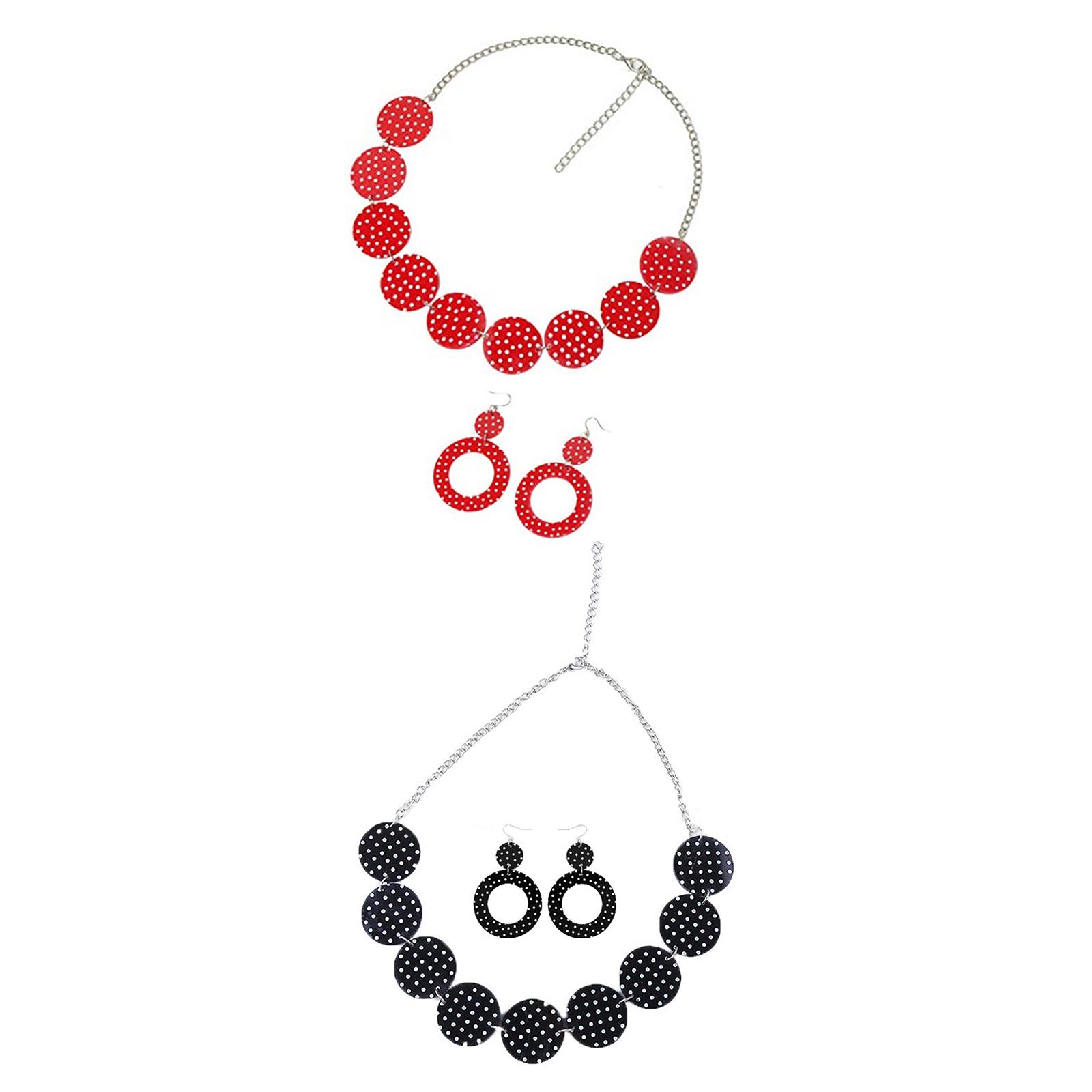 50'S Design Earrings and Neckl - Magnetic Clasp Cosplay recension och pris